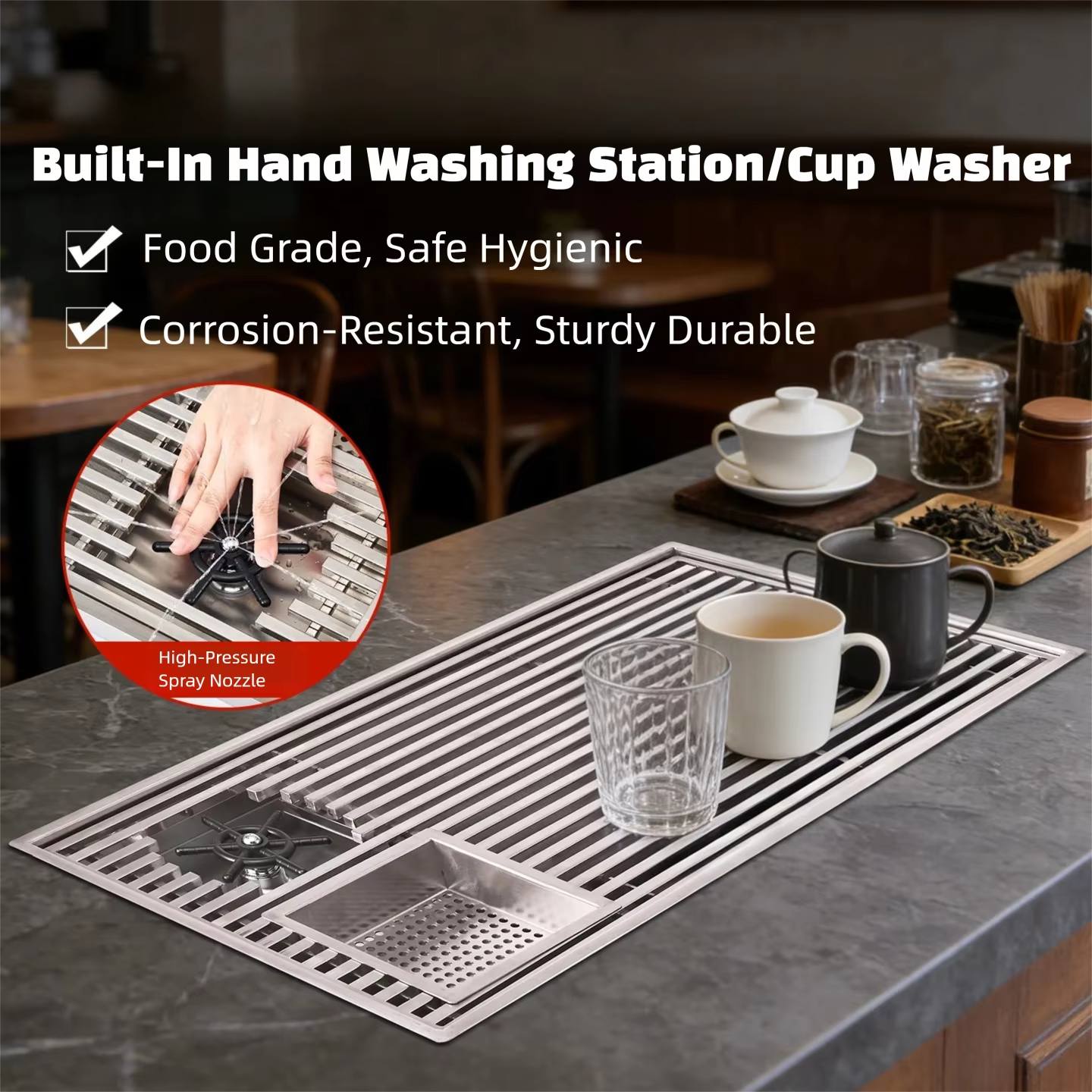 Coffee Tea Pictures - Modern Inset Tea Tray With Drain