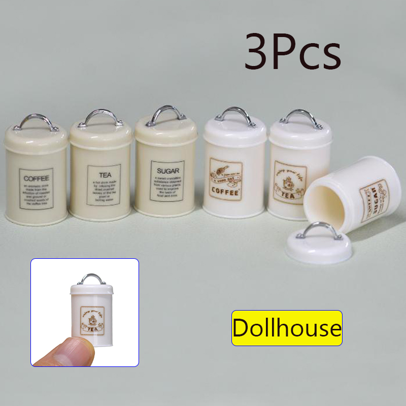 Coffee Tea - 3Pcs Miniature Dollhouse Mini Food/Tea/Coffee Cans