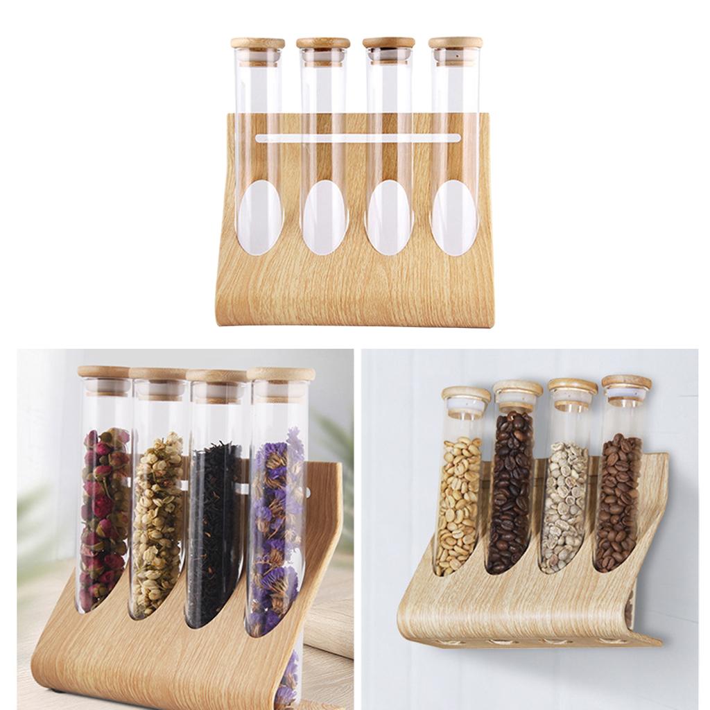 Coffee Tea - Glass Tube Storage Rack Visible Glass
