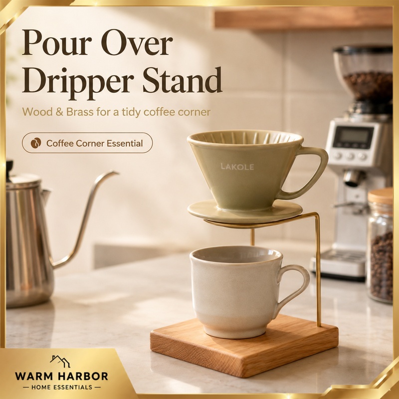 Coffee Dripper V60 - Wood Brass Pour Over Coffee Stand