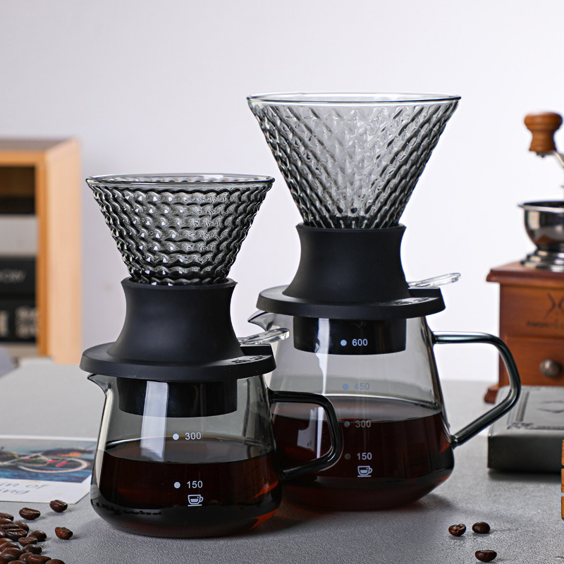 Coffee Dripper V60 - 400ML/600ML Coffee Filter Cup Reusable Glass