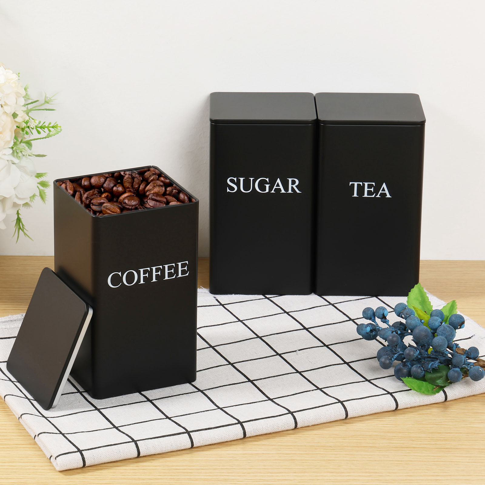 3Pcs Coffee Bean Storage Canis - đánh giá và giá Coffee Tea Sugar Canisters