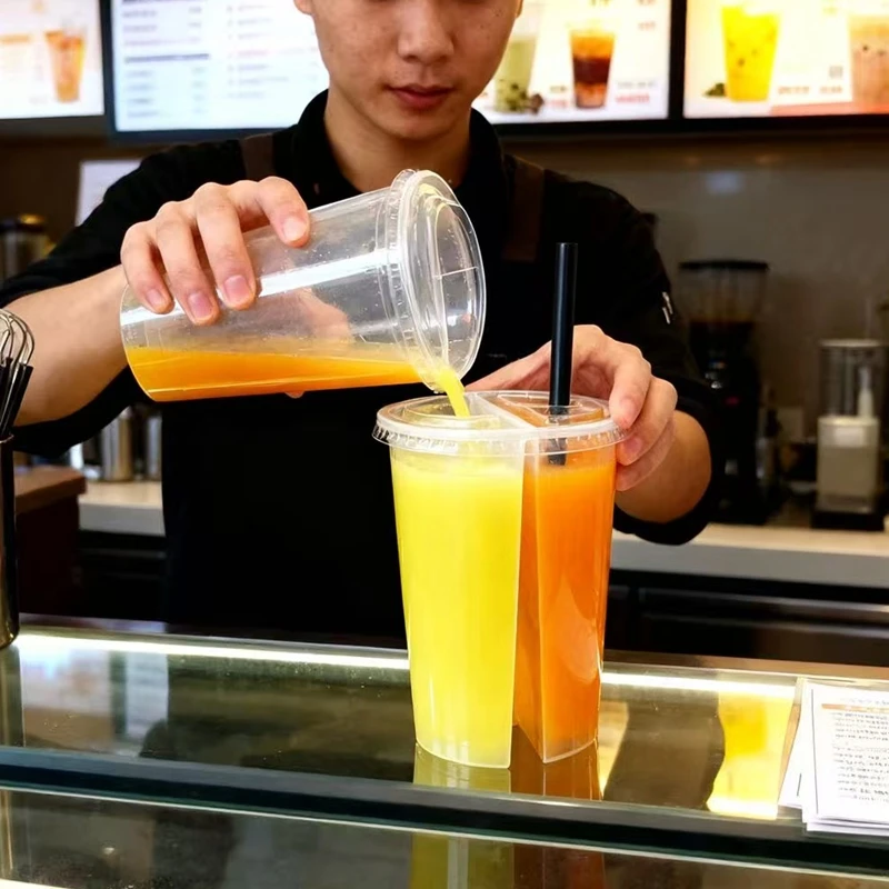 2-in-1 Disposable Plastic Cups - đánh giá và giá Coffee Tea Boba