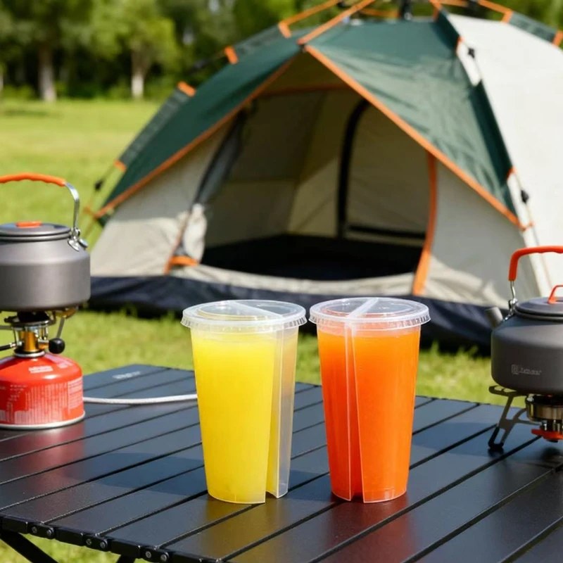 2-in-1 Disposable Plastic Cups - đánh giá và giá Coffee Tea Boba