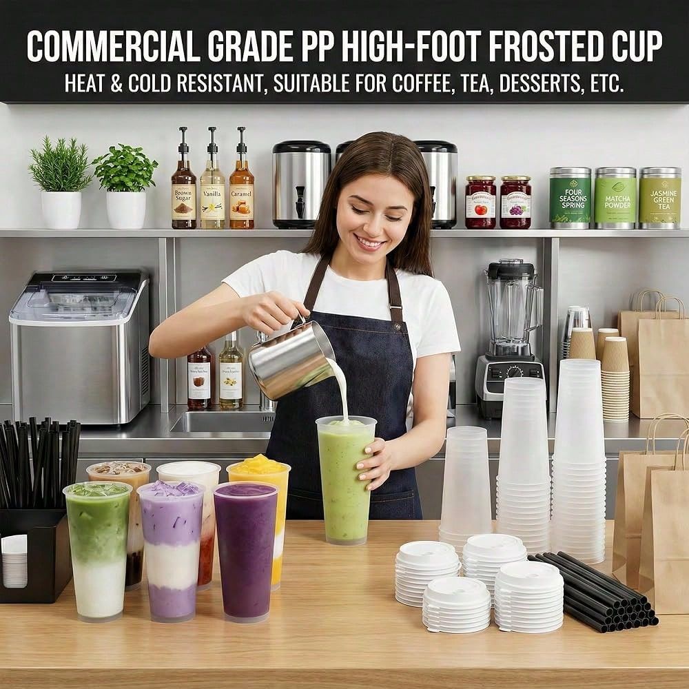 Frosted Hard Plastic Boba Tea  - đánh giá và giá Coffee Tea Boba
