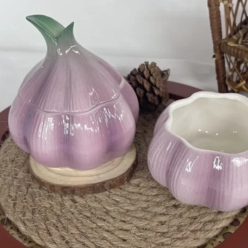 Purple Garlic Ceramic Storage  - đánh giá và giá Tea Coffee Sugar Container
